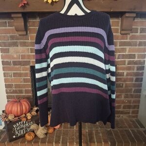 Striped Purple and Blue Women's Sweater